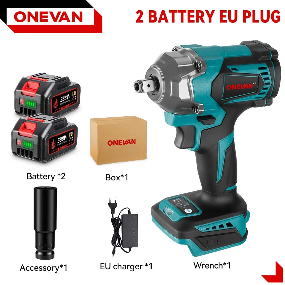 ONEVAN 1200N.M Brushless Electric Impact Wrench 3 Funtion 1/2" Cordless Screwdriver Electric Drill for BL1840B BL1850 18V Batter