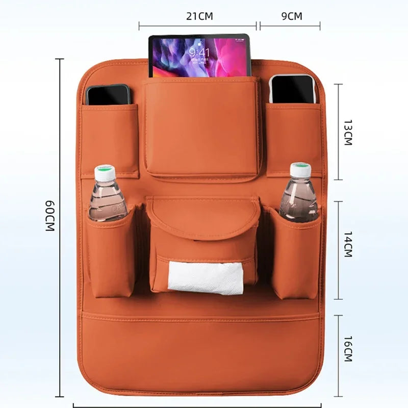 Car Seat Back Storage Bag Large Capacity PU Leather Car Backseat Organizer Storage Bag for Li Lixiang L6 L7 L8 L9 2022 2023 2024