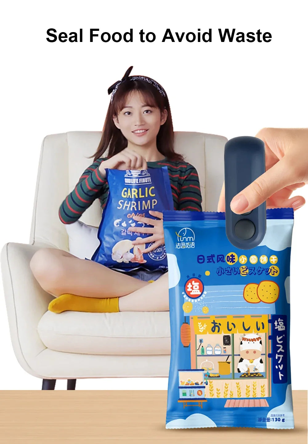 Xiaomi Mini Vacuum Bag Sealing Machine Package Sealer Bags Plastic Food Sealer Clip Bag Handheld Sealer Food Packaging For Home