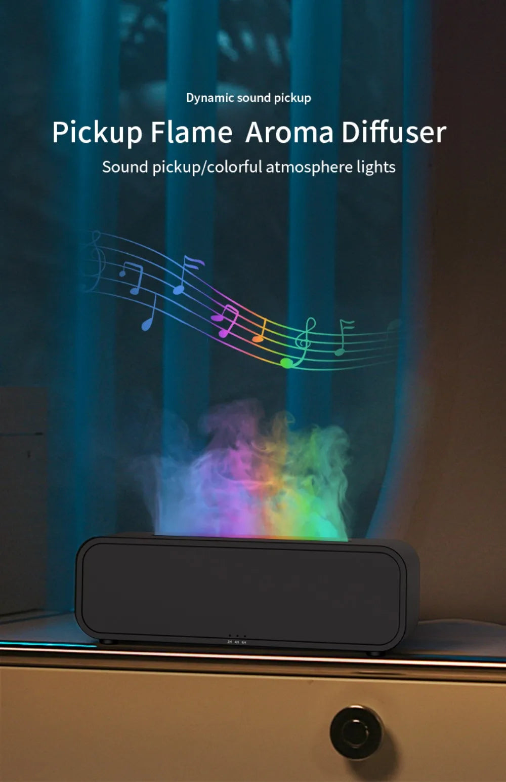 Humidifier Flame Aromatherapy Diffuser Can Add Essential Oils 7 Colours Flame Diffuser Timing Protection USB Desktop Humidifier