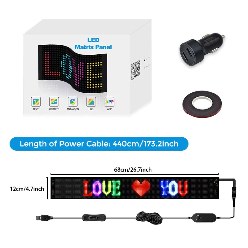 LED Display Programmable, LED light Sign with App Control,IP65 Flexible USB 5V LED Scoreboard, Personalised Light Sign ,DIY