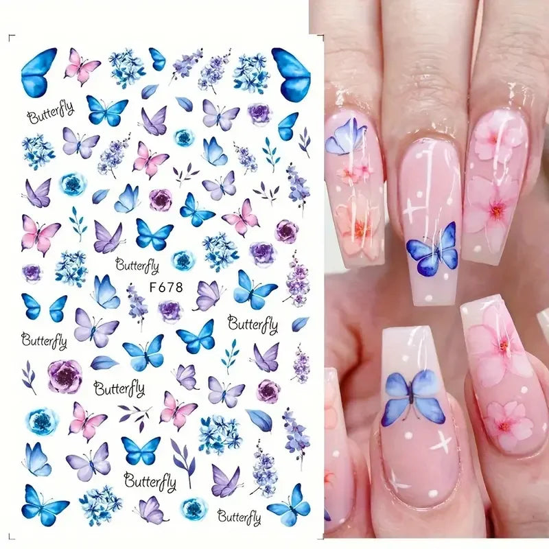 NailArt Schmetterling Sticker Selbstklebend - 6 Stück 3D