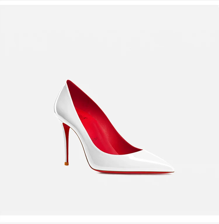 elegant woman heeled shoes 2024 trend luxury Brand Women High Heels Red Shiny Bottoms shallow Pumps Pointed Toe elegant Women 12cm