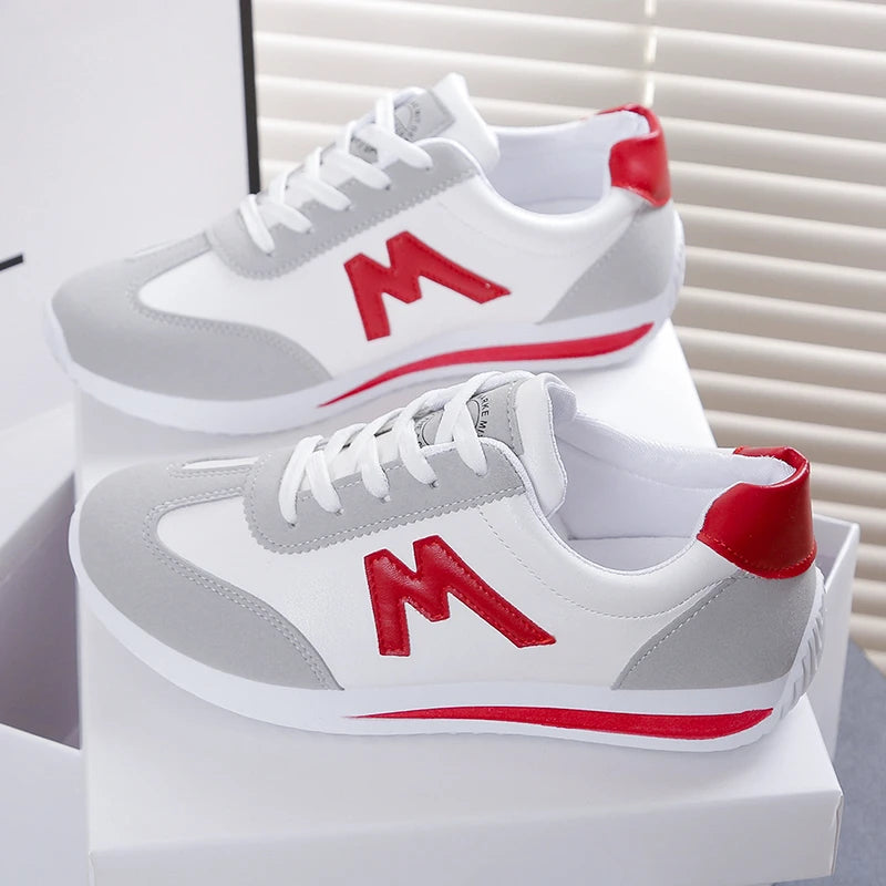 Women 2025New Women Casual Walking Shoes Spring Flat Lace-up Leather High Quality Sneakers Fashion Sports Shoes Zapatillas Mujer