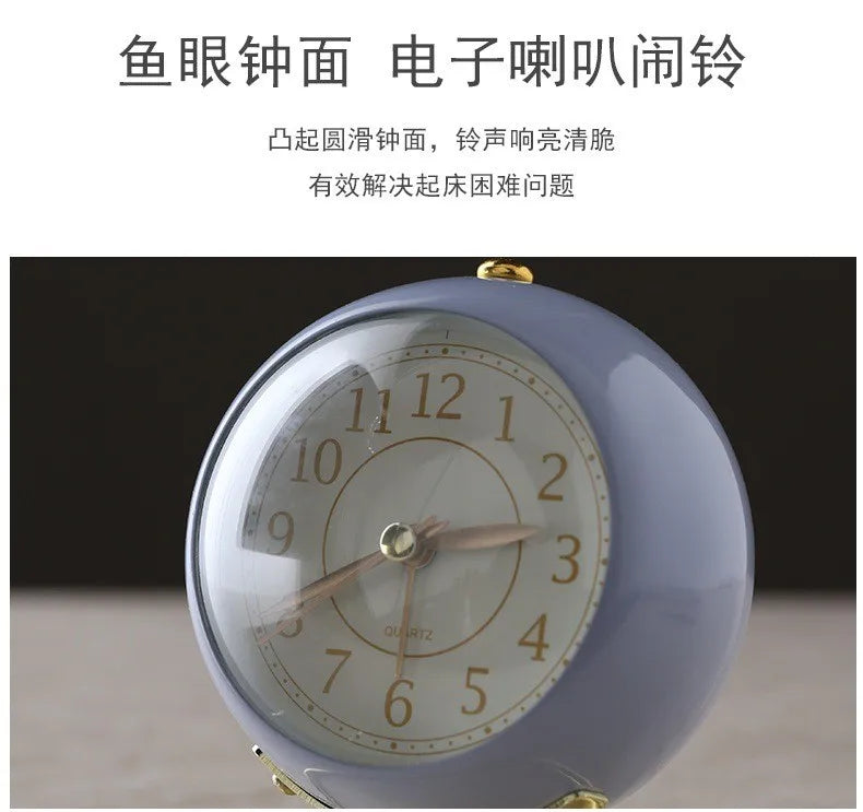 Light Alarm Clock with Night Light Silent for Bedroom Decoration Small Quartz Circular Morning Clocks Office Table Desk Children