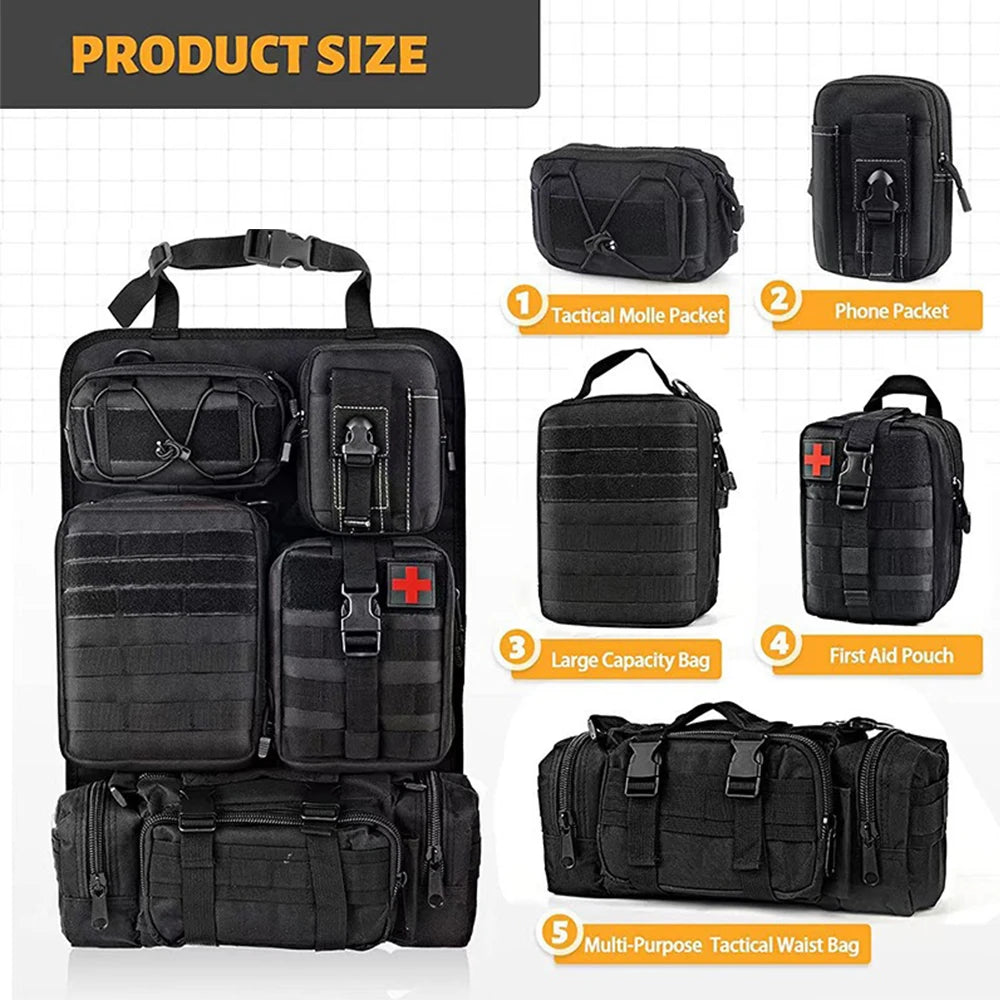 Car Seat Storage Organizer Seat Back Tactical Camo Hanging Bags Multi Pocket Storage Bag Multifunctional Car Stowing Tidy Pocket