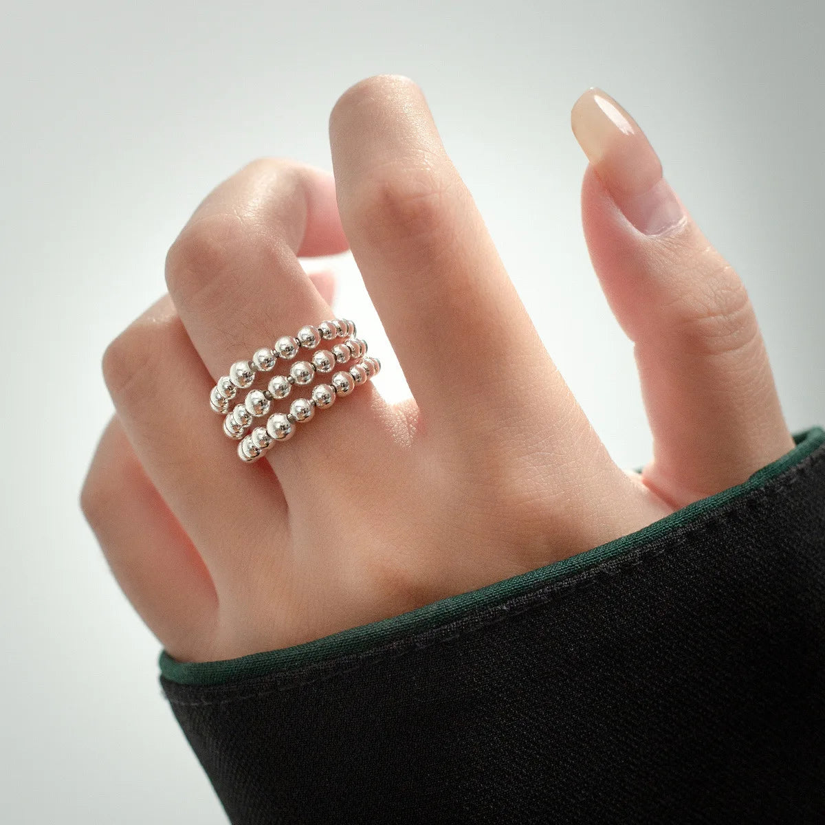 Fashion 925 Sterling Silver Three Layers Ball Rings For Women Luxury Aesthetic Jewelry Accessories Wholesale Jewellery