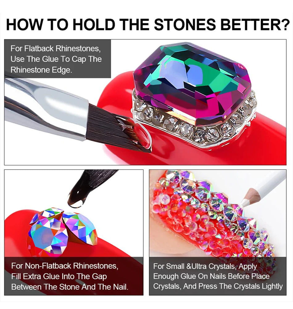 CHUNSHU Gel adeziv super puternic pentru unghii, pentru strasuri, decorațiuni Nail Art, 15G, fără ștergere, adeziv pentru pietre prețioase DIY, gel UV funcțional