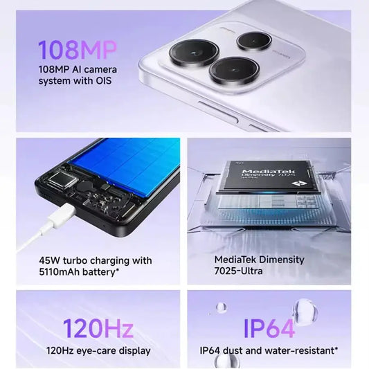 Xiaomi Redmi Note 14 5G - 5110 mAh Akku, 6,67 Zoll Display