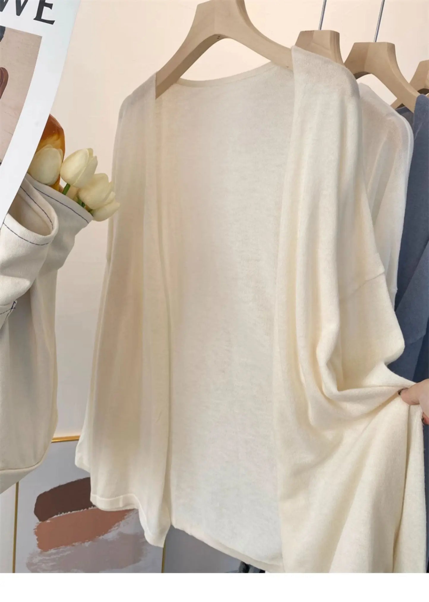 LovelyRoyalCN Cardigan Sommer Strick - Größe M, Material Baumwolle, Farbe Apricot