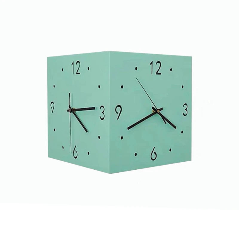 Creative Corner Wall Clock Square Simple Double Sided Wall Clock with Arabic Numeral Scale Analog Silent Wall Clock Home Decor