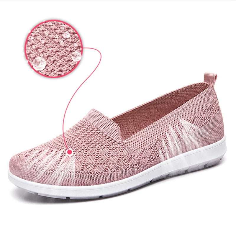 Breathable Knit Slip On Sneakers for Women Spring Summer Non Slip Casual Walking Shoes Woman Solid Color Comfort Flats Footwear