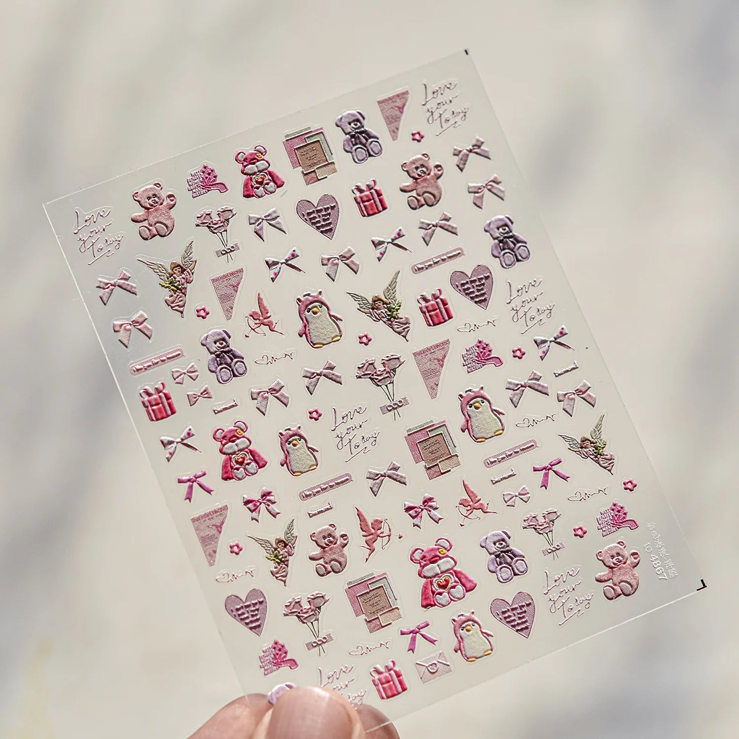 Autocolante pentru unghii RhstoeChoice 5D cu margine aurie - inimă, lună, stea