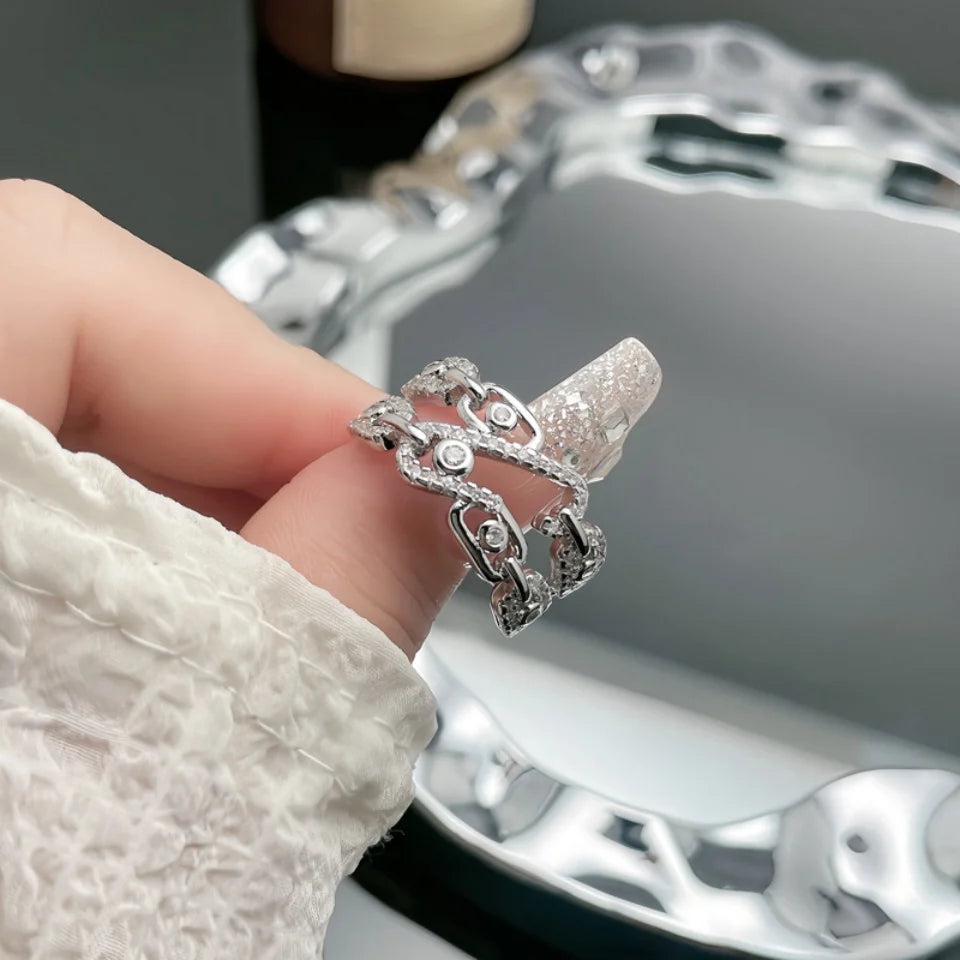 TrendyMed New Double Layer Cubic Zirconia Personalized Party Accessories Ring Women's Fashion Personalized Jewelry Gifts