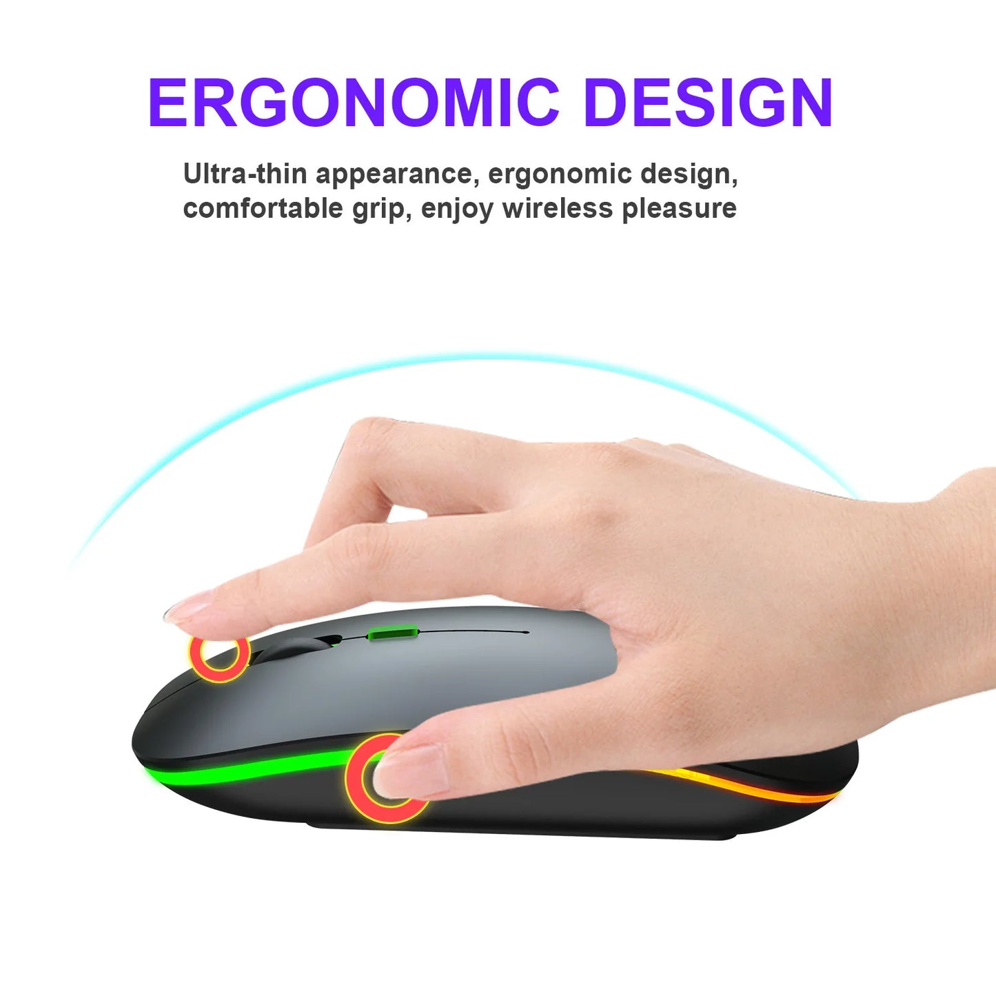 Dual-Mode-Wireless-Maus Bluetooth-kompatibel LED-Rechargeable Laptop-Maus Portable Computer-Mäuse für Laptop iPad Tablet
