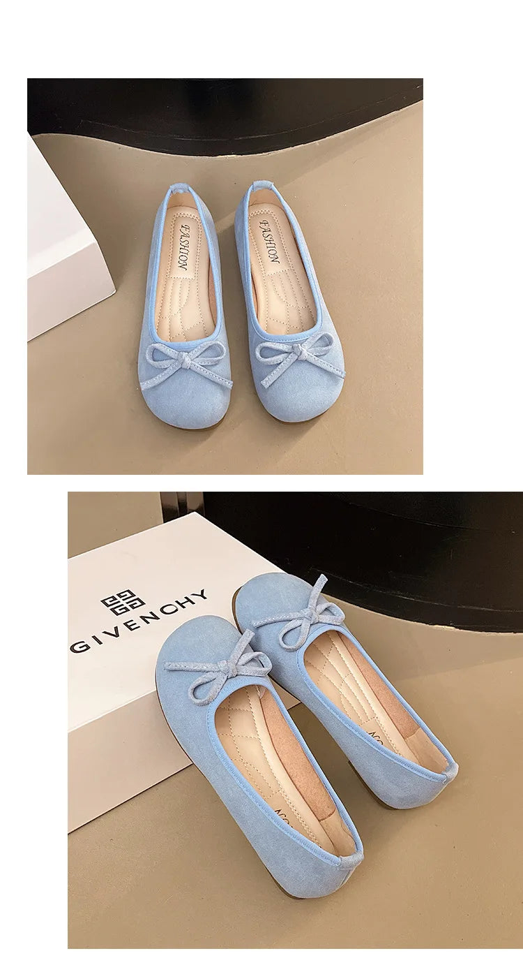 Frauen Ballett Flache Schuhe 2025 - Vier Jahreszeiten Komfortabel Anti Rutsch - Outdoor Casual Schuhe Fashion Schleifenknoten Retro Candy Farbe Damen Schuhe