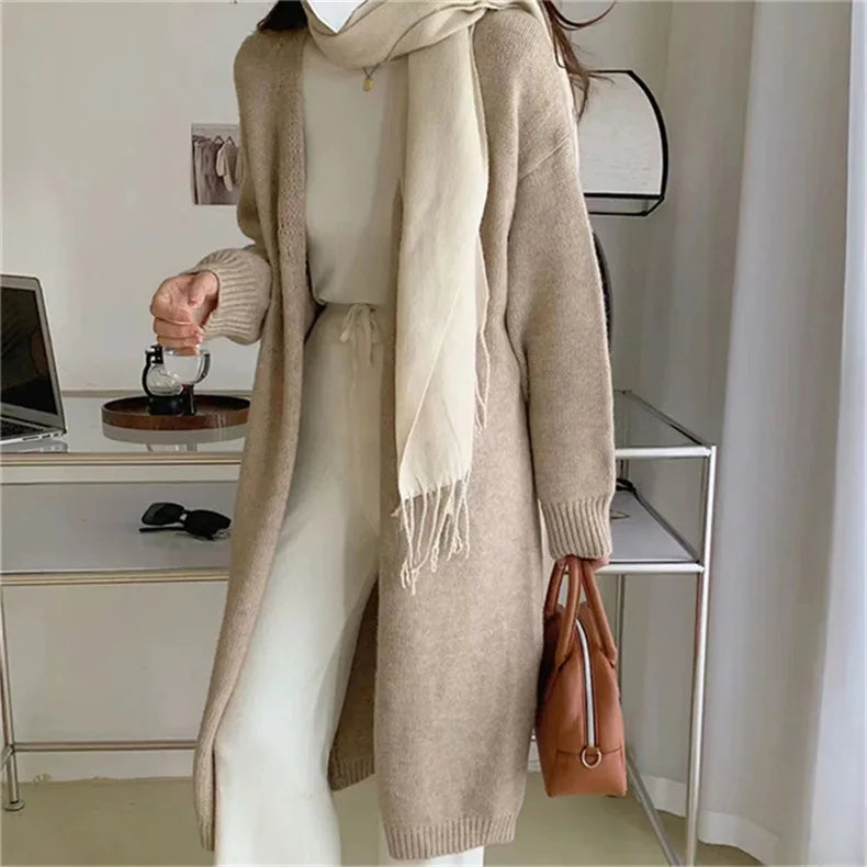 Mooclound PYTZX-b108 Lang Strickcardigan- Baumwolle Größe SL