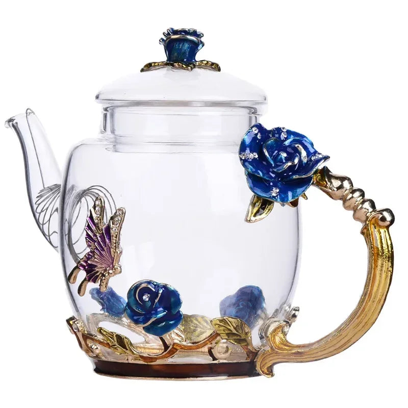 Hand-painted Kung Fu teapot, heat-resistant glass single pot enamel color bubble teapot, high-grade scented tea kettle - Golden Bridge Store
