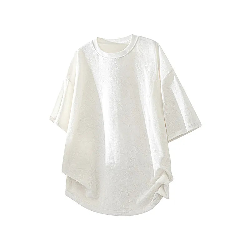 Tricou bărbătesc 2025: Tricou nou pentru bărbați, croială lejeră, cu guler rotund, drapaj moale - Material textil, mânecă scurtă, casual, top la modă, streetwear, respirabil, ușor, colecție de tricou