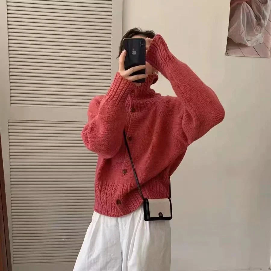 Cardigan coreean Luna - Bumbac, Mărimi S-XL, Lung