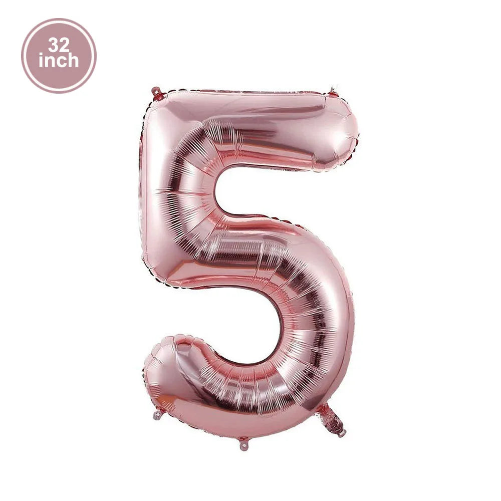 PartiesTour 32Inch Zahlenballon Rosa - Folie 81cm Groß
