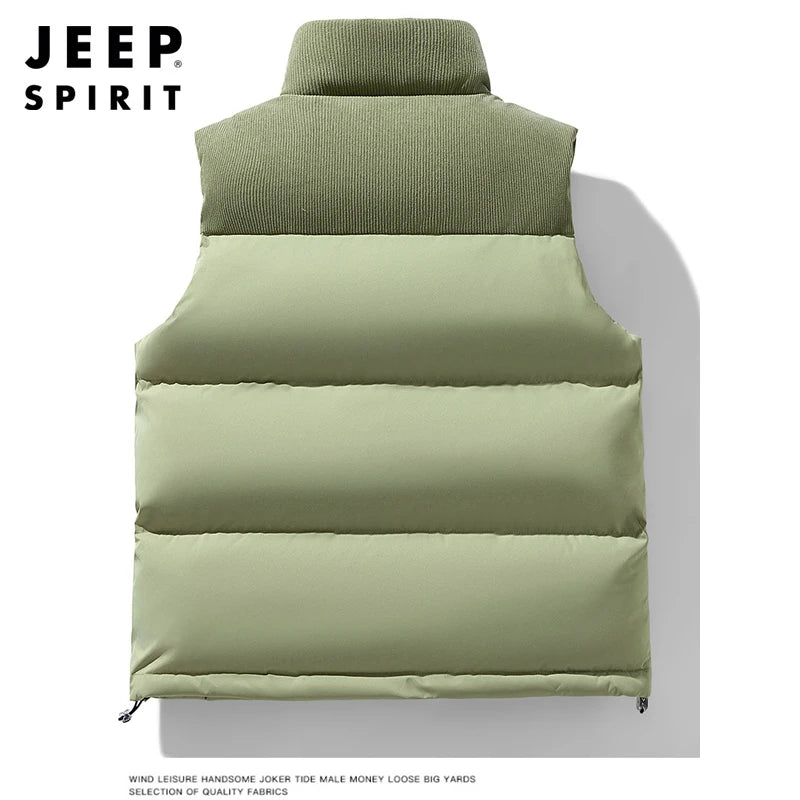 JEEP SPIRIT Herren Stehkragen Weste - Größe Regulär, Material Baumwolle, Gewicht Leicht