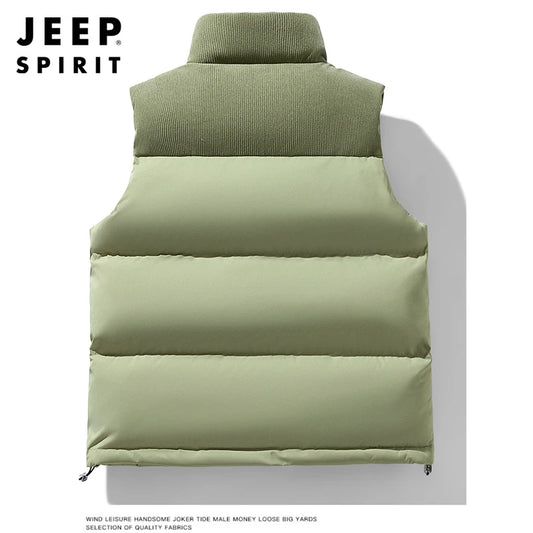 JEEP SPIRIT Herren Stehkragen Weste - Größe Regulär, Material Baumwolle, Gewicht Leicht