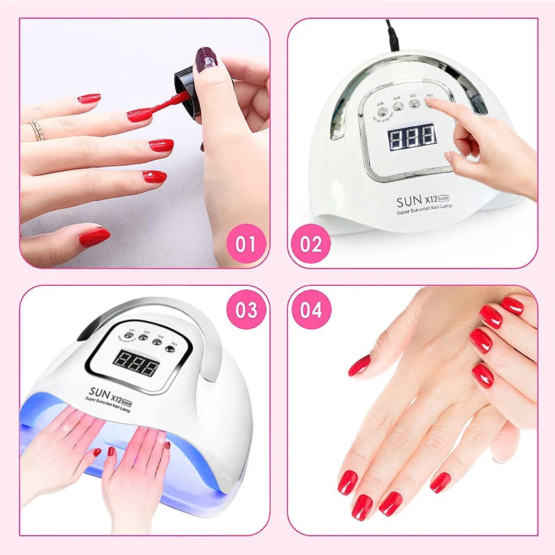 Lampă UV LED SUN X12 MAX pentru manichiură, lampă UV cu 66 de LED-uri pentru uscător de unghii cu senzor inteligent, instrument profesional de salon