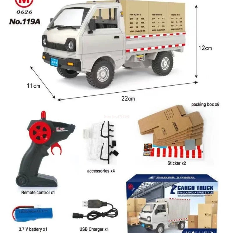 RC-Truck 2025: Wpl D12 Rc Car Simulation Drift Climbing Truck - Led Light Haul Cargo Remote Control Electric Toys Gift For Children Collection