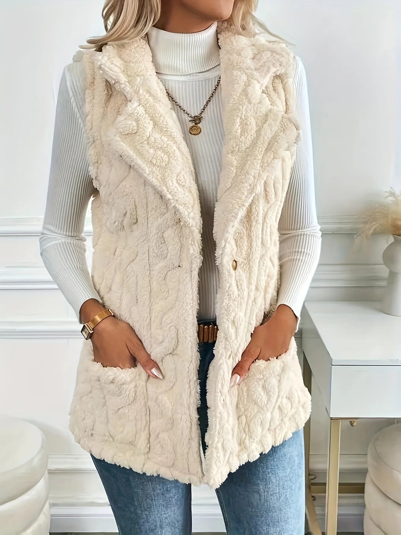 VigoCasey Weste Plüsch - Größe M Polyester Reißverschluss