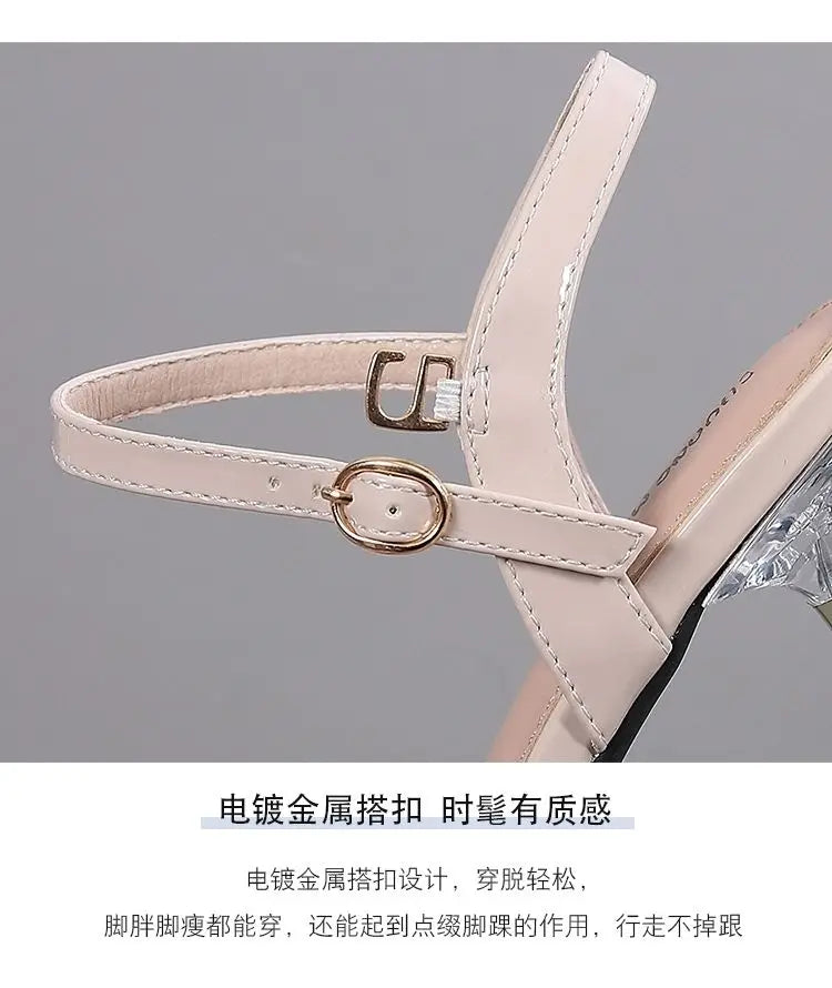 Elegant Sandals Ladies 2023 Shoes for Women Sandals Summer 2023 Fashion Crystal Transparent Thin High Heels Sandals Female 35-40