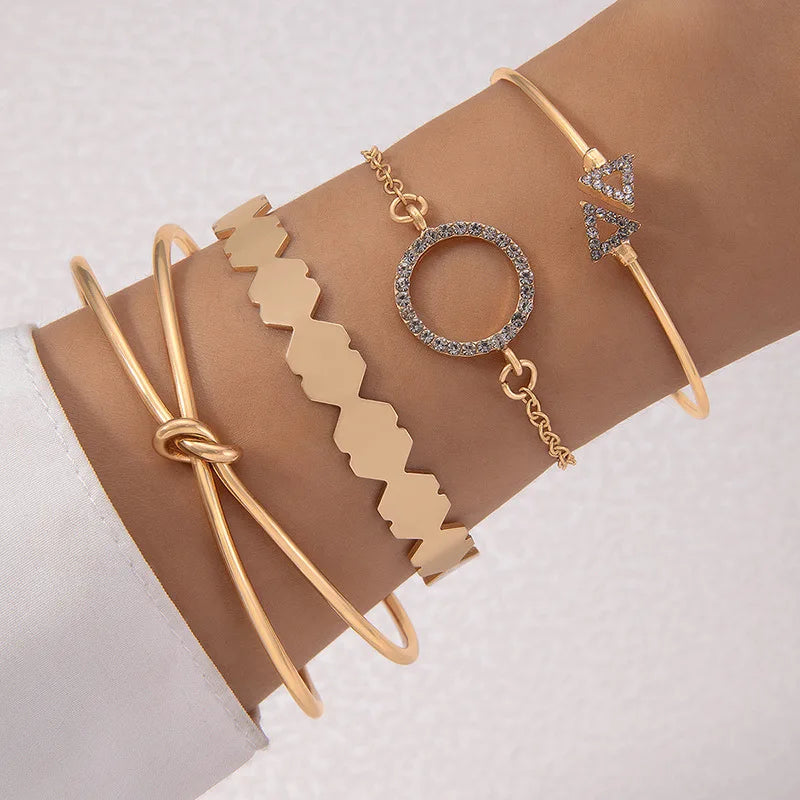 Damen-Armband-Set 2025: 4-teilig Schlangen-Design Grün - Fashion Jewelry Collection