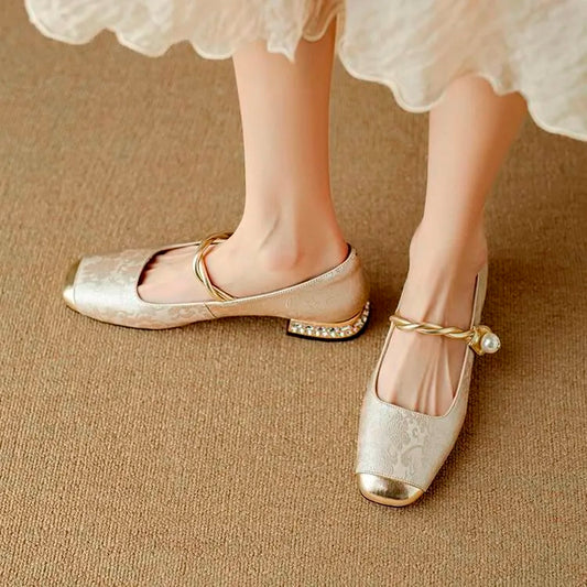 Elegant Mary Jane High Heels Women's Shoes  Spring Summer New Style Luxury Soft Evening Wind Dress French Style Boots