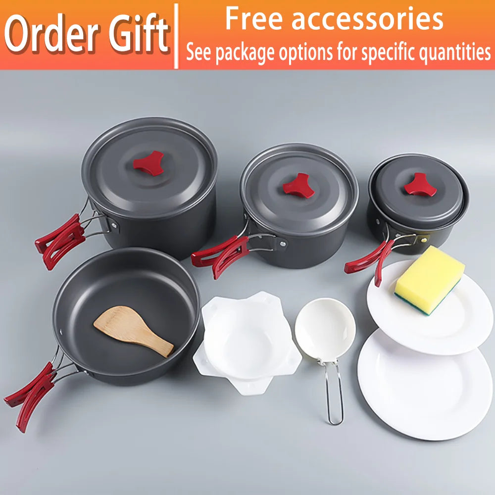 Outdoor camping cookware folding outdoor non stick pot boiling water outdoor set pot portable camping cookware tableware