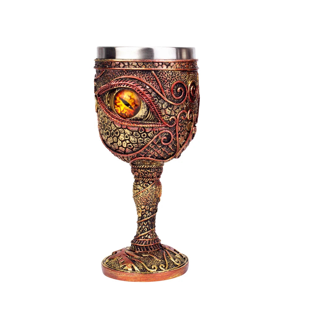 Gothic Wine Goblet Contain Dragon Claw Viking Skeleton Retro Stainless Steel&Resin Wine Glass BEST Halloween Gifts Bar Drinkware