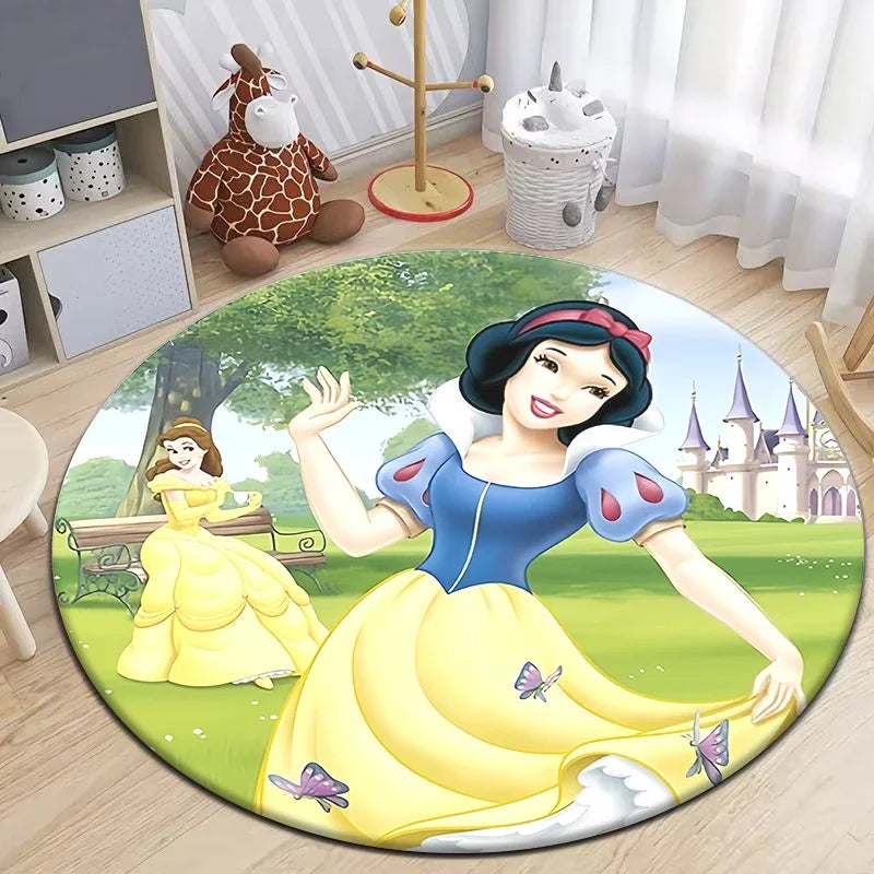 Snow White Cartoon Print Circular Carpet, Bedroom Decorative Carpet, Living Room Bathroom Picnic Camping Non-slip Mat