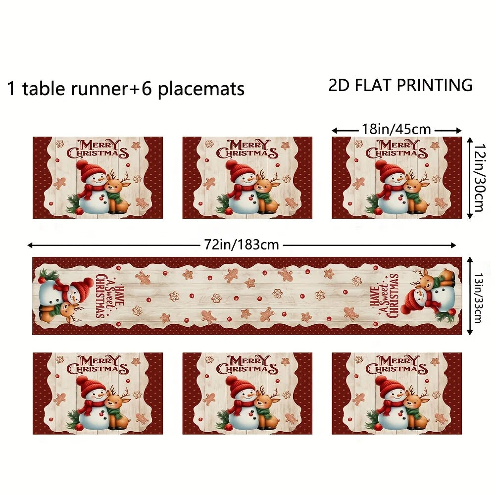 Christmas snowman Table Runner Merry Christmas Decorations for Home 2025 Xmas Party Decor Navidad Natal Noel Gifts New Year 2026