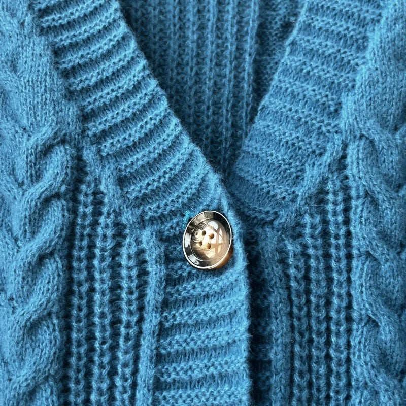 Koi Strickjacke Vintage Stickerei - Damen S-L, Türkis