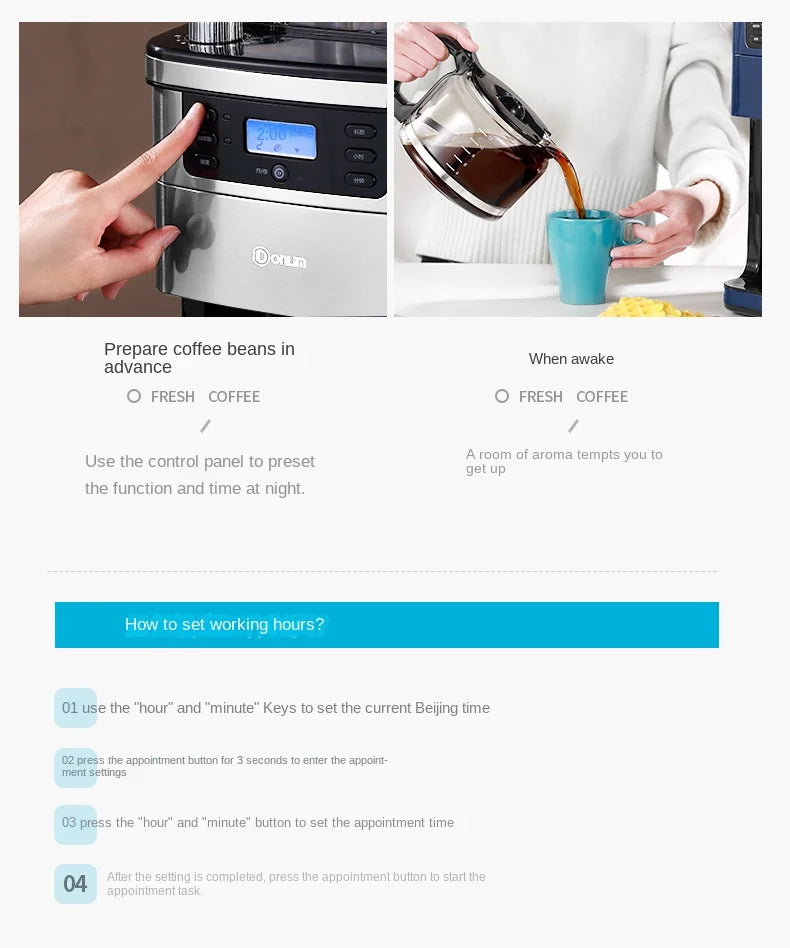 Italian American Automatic Coffee Machine Household Coffee Machine 20bar Extraction Concentration Optional Automatic Grinding