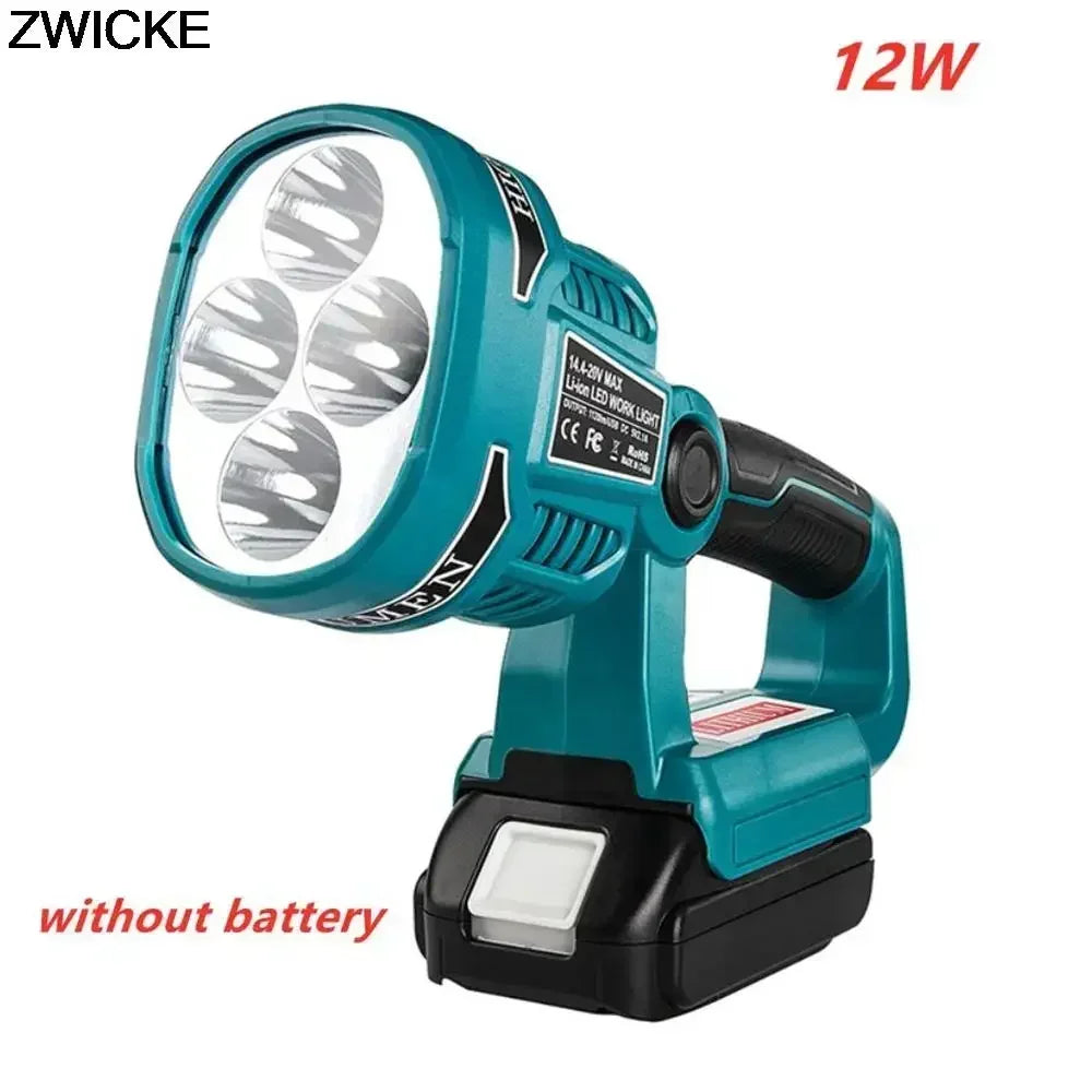 Work Light Portable Lighting Flashlight 14.4-18V Li-Ion Battery 12W for Makita Battery and Charger with USB Port for Outdoor Use