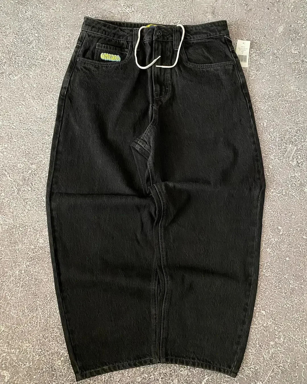 Jeans Y2k Pants Black Jeans Wide Leg Men Retro Loose Fashion Trendy Pants Hip-Hop Streetwear Y2k American Street Casual Jeans