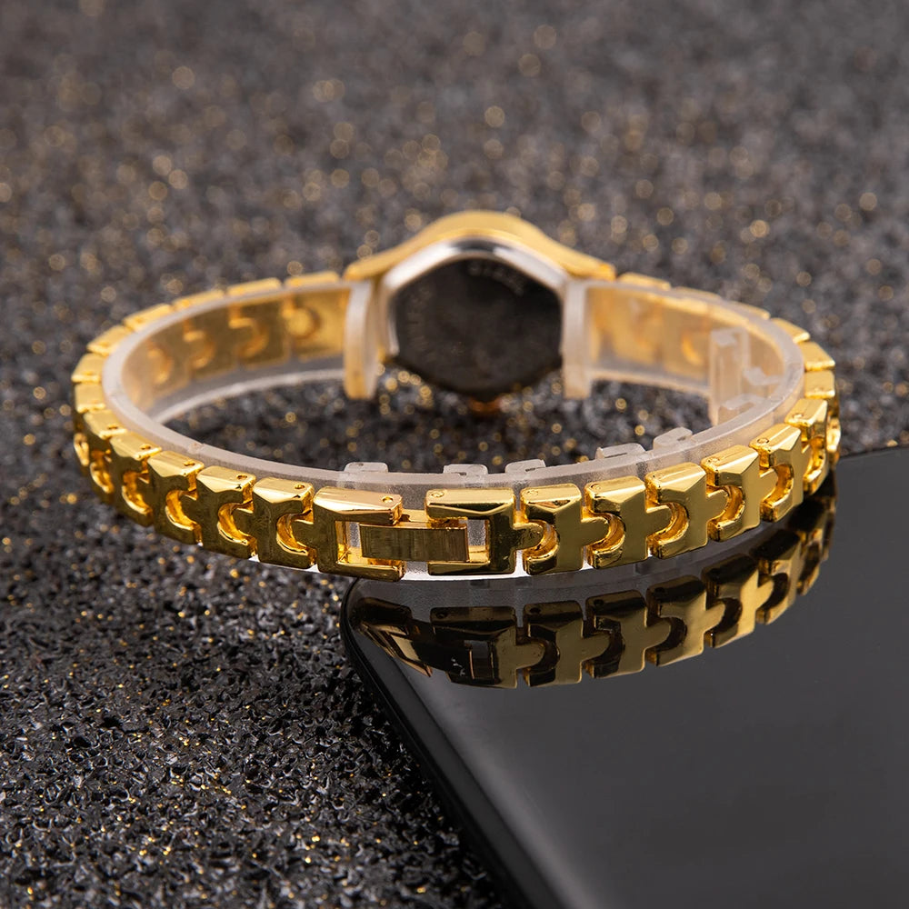 Luxus Frauen Uhr 2025 - Strass Gold Armband Hohe Qualität - Klassisch Edelstahl Uhren Quarz Frauen Armbanduhr Geschenk Frau
