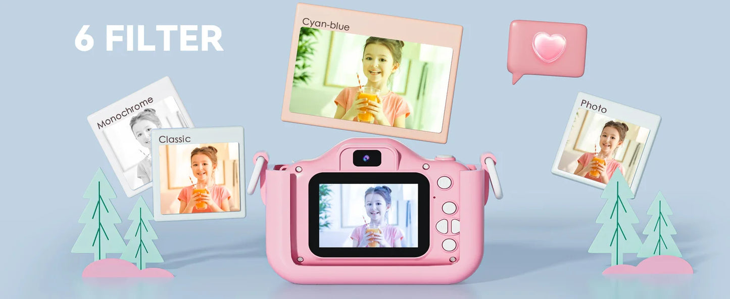 Kinder Mini Kamera Cartoon Einhorn Spielzeug Für Mädchen Jungen Geburtstag Geschenke 1080P HD 2 Zoll Bildschirm Mit Silikon Hülle Aufnahme Leben Kamera