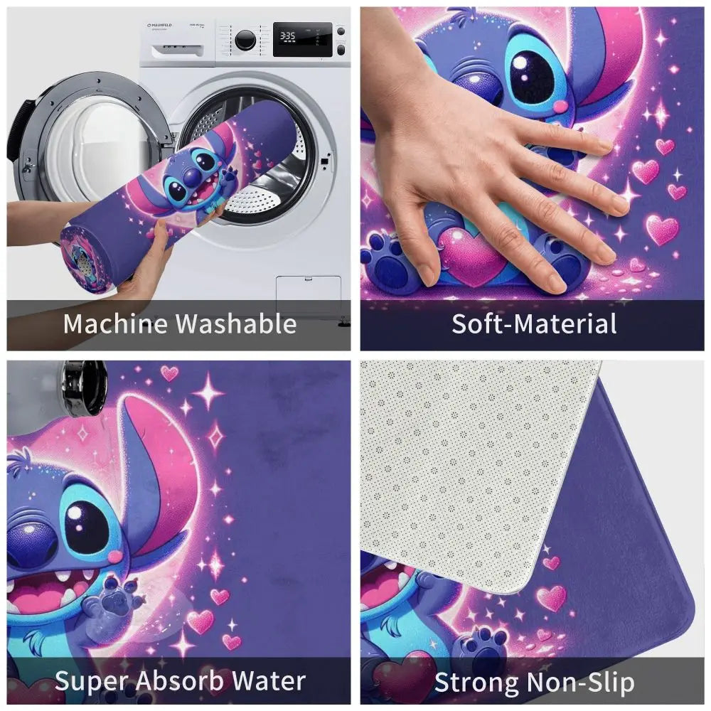 Custom Cartoon Stitch Floor Door Kitchen Bathroom Mat Anti-Slip Outdoor Doormat Bedroom Balcony Entrance Rug Carpet Footpad