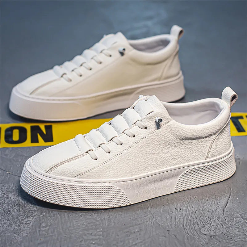 White Sneakers for Men 2024 Spring Fashion Casual Lace Up Round Toe Flat mens Running Sport Shoes Zapatillas Deportivas Hombre