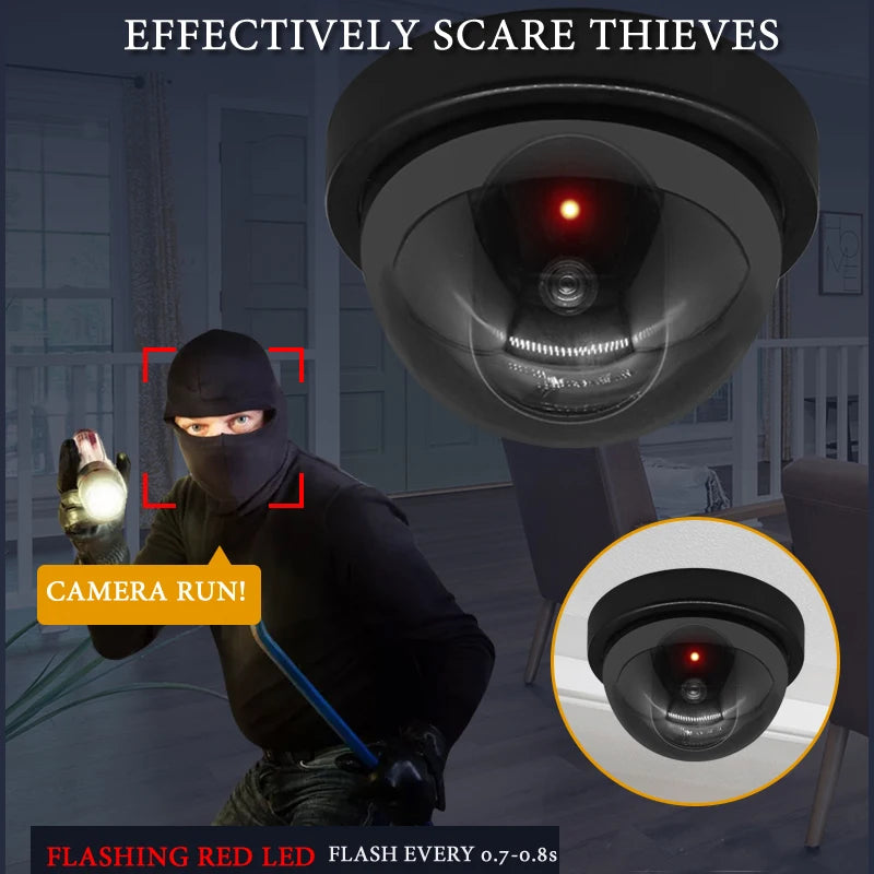 Attrappe-Kamera 2025: Creative Black Plastic Dome CCTV - Flashing LED Fake Camera AA Battery Collection