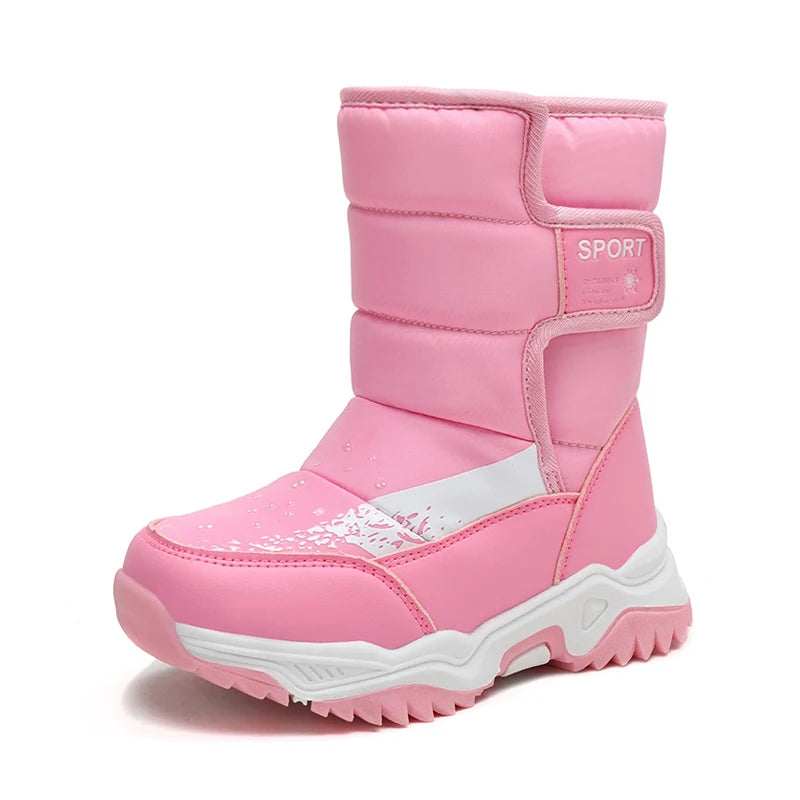 Kinder Winter Stiefel 2025 - Warme Leder Boots Jungen Mädchen - Rutschfest Gefüttert Pink Lila - Mode Winterschuhe