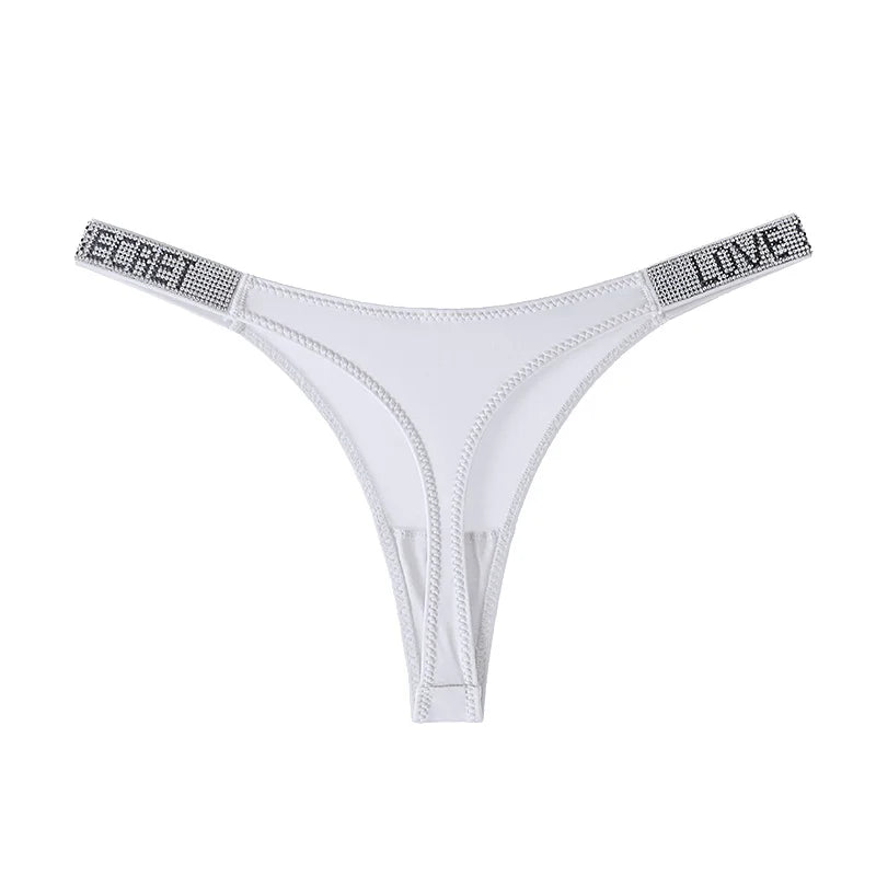 Damen-Unterwäsche 2025: TWTZQ Low Waist elegant Panties Women Thongs Rhinestones Letter - Diamonds G-string Sports Thong Shorts Briefs T-back Fitness S-XL Collection