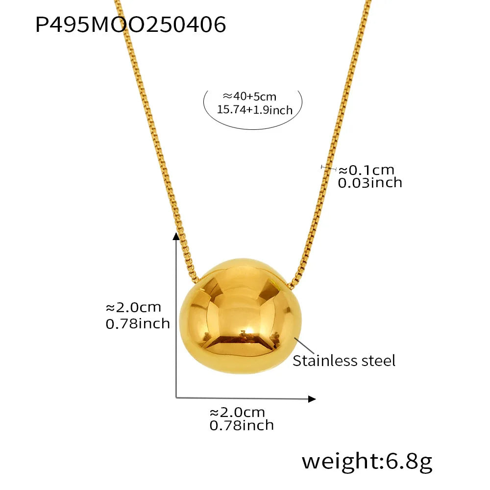 Gold Color Silver Oval Pendant Necklace For Women High Quality 18K Long Stainless Steel Necklace Ladies Fashion Jewelry Gift