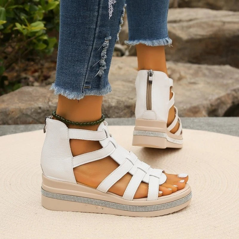 Sandale pentru femei QWPYL cu baretă multiplă - talpă groasă 3-5 cm